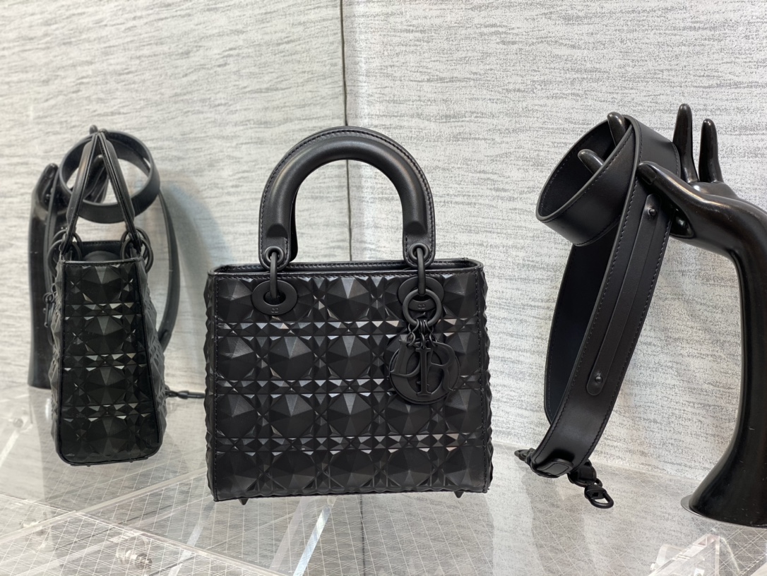 Small Lady Dior My ABCDior Bag Black Cannage Calfskin with Diamond Motif